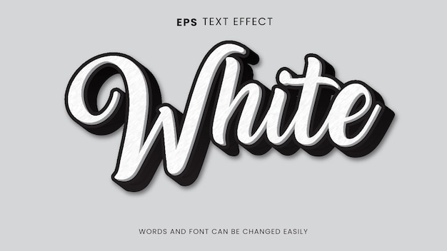 Estilo moderno de efecto de texto 3d blanco