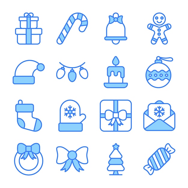 estilo moderno icono de Navidad y Año Nuevo Símbolos aislados de vacaciones de invierno