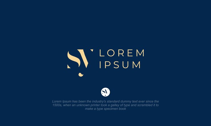 Vector estilo de monograma de logotipo clásico sin serif con color dorado