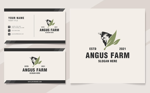 Estilo de monograma de plantilla de logotipo de granja de angus