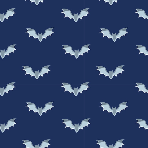 El estilo de murciélago de Halloween es monocromático y minimalista sobre un fondo azul oscuro.