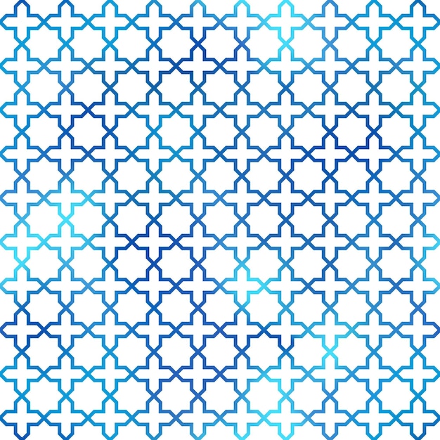 Estilo oriental patrón sin costuras papel de aluminio vectorial gradiente ornamento azul sobre fondo blanco islámico