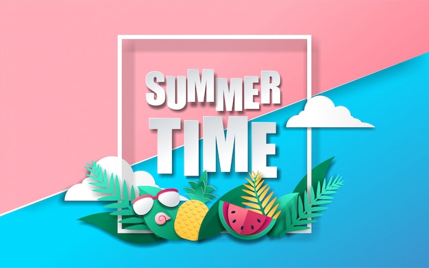 Estilo de papel de banner de horario de verano