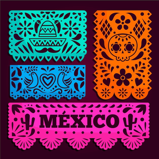 Vector estilo de paquete de empavesado mexicano