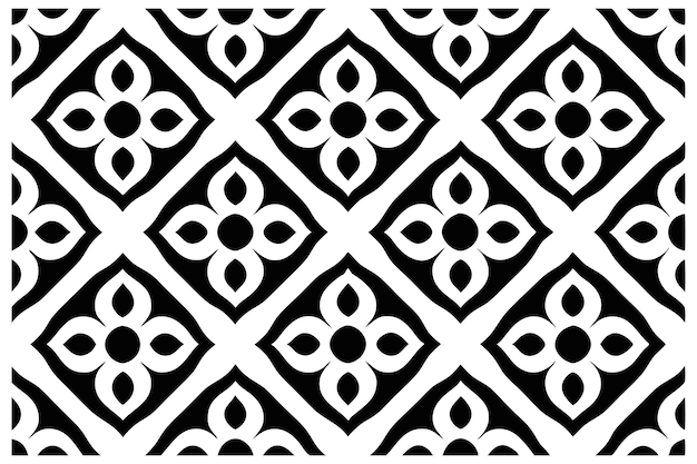 Estilo de patrón geométrico en blanco y negro con elementos florales
