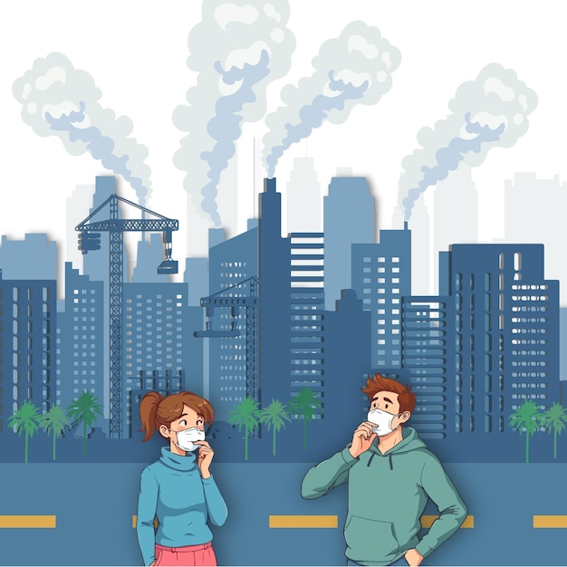 Estilo plano Concepto de contaminación Fondo Diseño