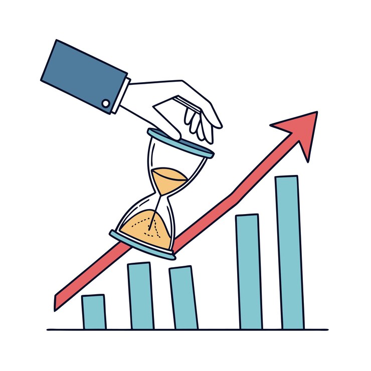 Estilo plano Concepto de ilustración vectorial de la oficina financiera de crecimiento empresarial