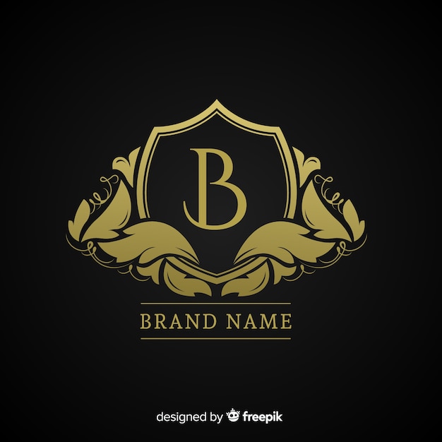 Vector estilo plano elegante logo dorado