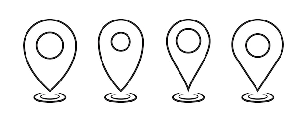 Estilo plano del icono del pin de ubicación Marcador de lugar del pin del mapa Marcador del mapa Icon de puntero del marcador del mapa Conjunto de símbolos de ubicación GPS