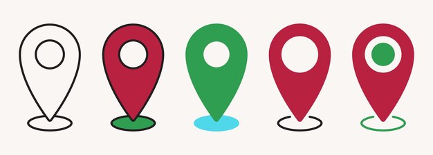 Estilo plano del icono del pin de la ubicación