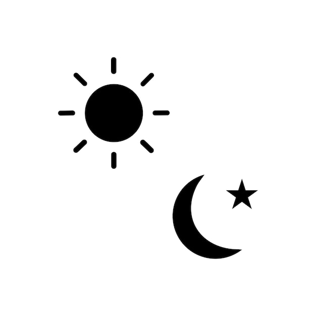 El estilo plano del icono del Sol y la Luna