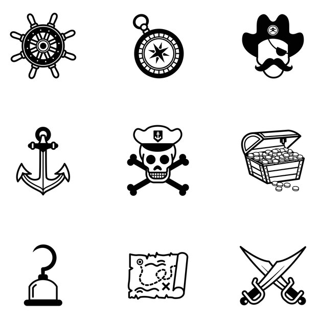 Un estilo plano de ilustraciones de piratas