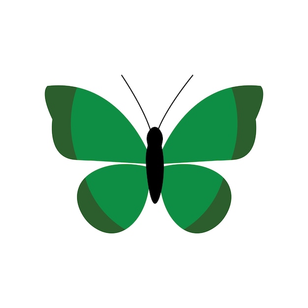 estilo plano de mariposa verde vectorial