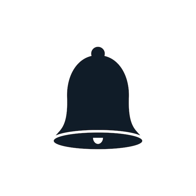 Estilo plano de la plantilla del logotipo vectorial del icono de la campana
