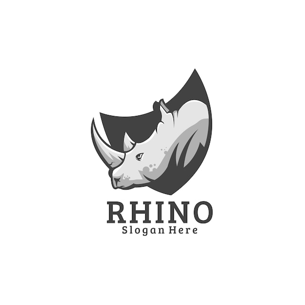 Estilo plano de rinoceronte con logo