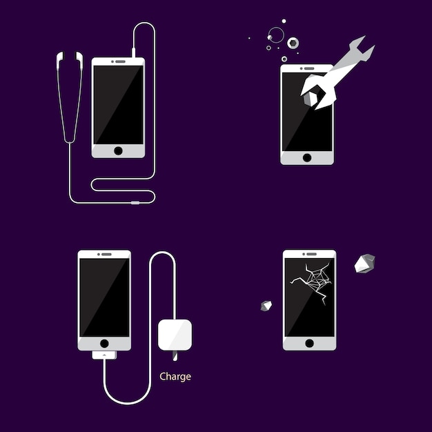 Vector estilo plano de smartphone icono vector banner