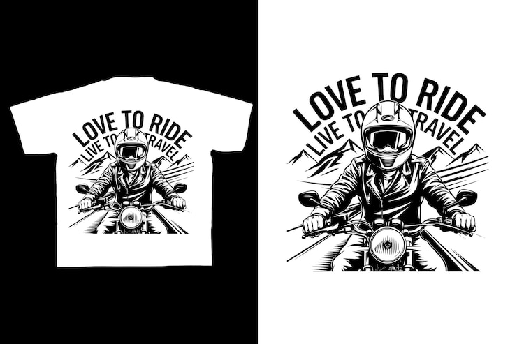 Vector estilo de plantilla de diseño de camiseta de vista frontal de motocicleta