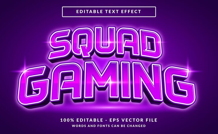 estilo de plantilla de efecto de texto editable 3d de color claro de juego swuad