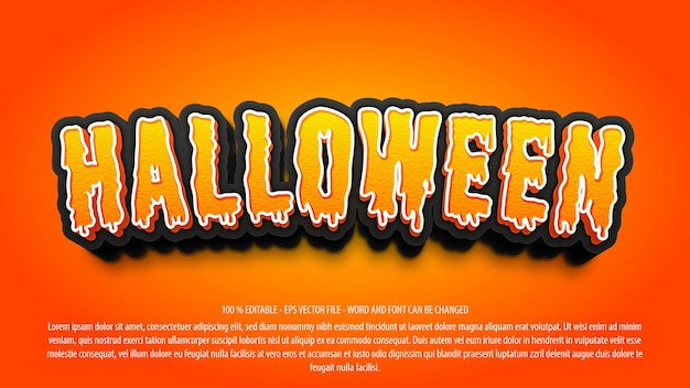 Estilo de plantilla de efecto de texto editable 3d de halloween