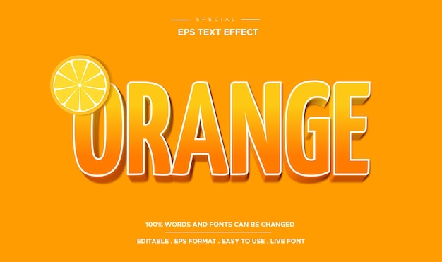 Estilo de plantilla de efecto de texto editable 3d en negrita naranja