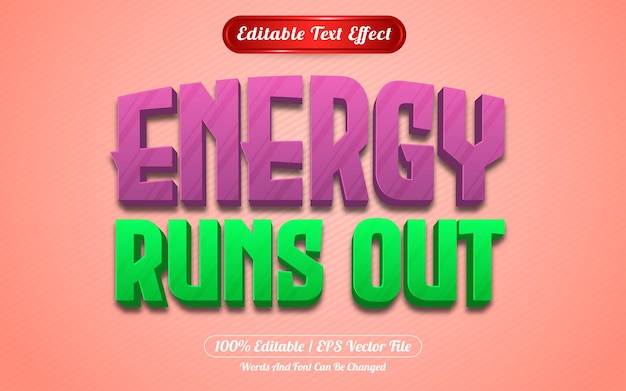 Estilo de plantilla de efecto de texto editable de energía