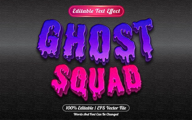 Estilo de plantilla de efecto de texto editable de Ghost Squad