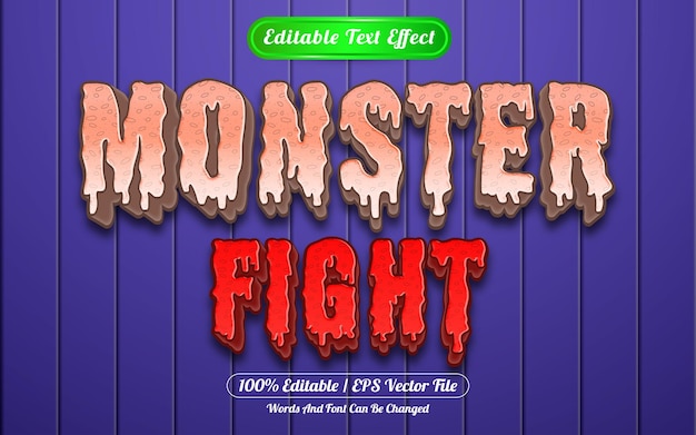 Estilo de plantilla de efecto de texto editable para la lucha de monstruos