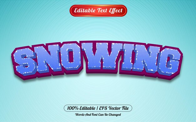 Estilo de plantilla de efecto de texto editable de nieve