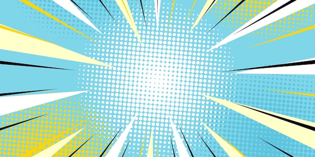 Estilo Pop Art de medio tono Patrón de explosión de estrellas Fondo de dibujos animados Vector de efecto de luz de tono vintage
