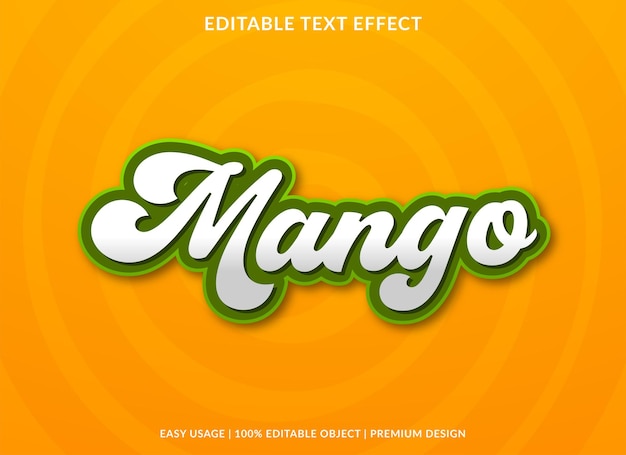 Estilo premium de plantilla de efecto de texto de mango