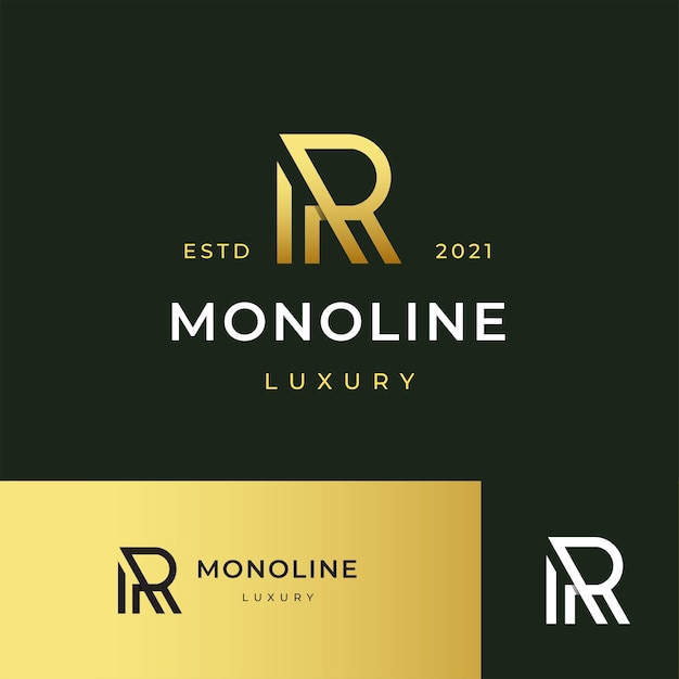 Estilo de rayas de línea de ilustración de icono de logotipo moderno letra R