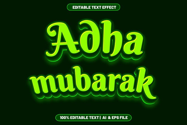 Estilo de relieve de efecto de texto editable adha mubarak