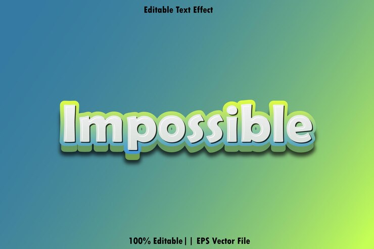Vector estilo de relieve de efecto de texto editable imposible