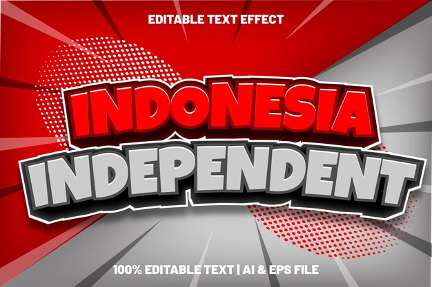 Estilo de relieve de efecto de texto editable independiente de Indonesia
