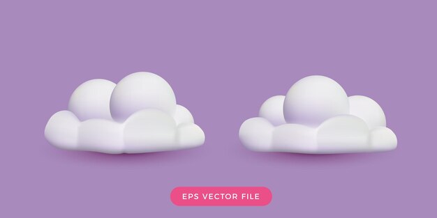 Vector estilo de renderizado de dibujos animados de conjunto de nubes 3d