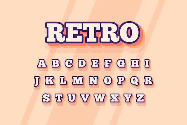 Estilo retro 3D para alfabeto