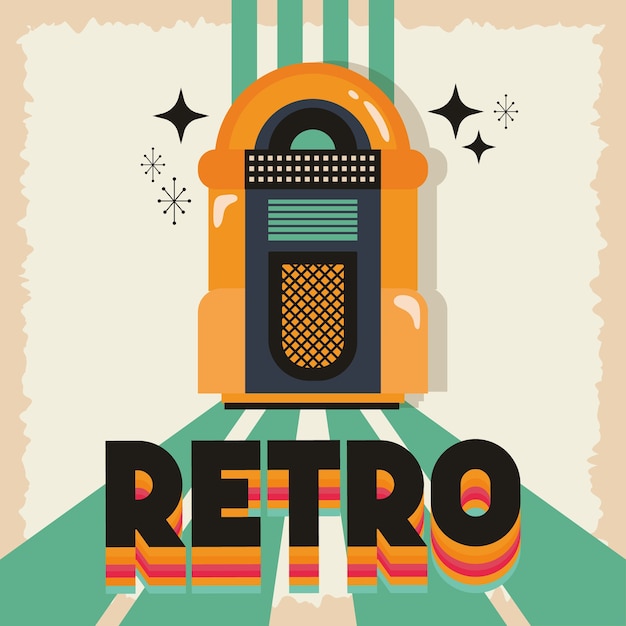 Estilo retro con música, diseño de ilustraciones vectoriales jukebox