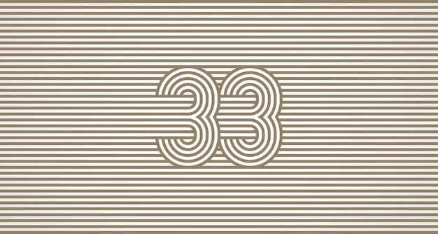 Estilo retro número 33 con líneas a rayas