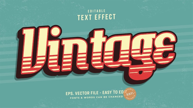 Vector estilo retro vintage con efecto de texto editable