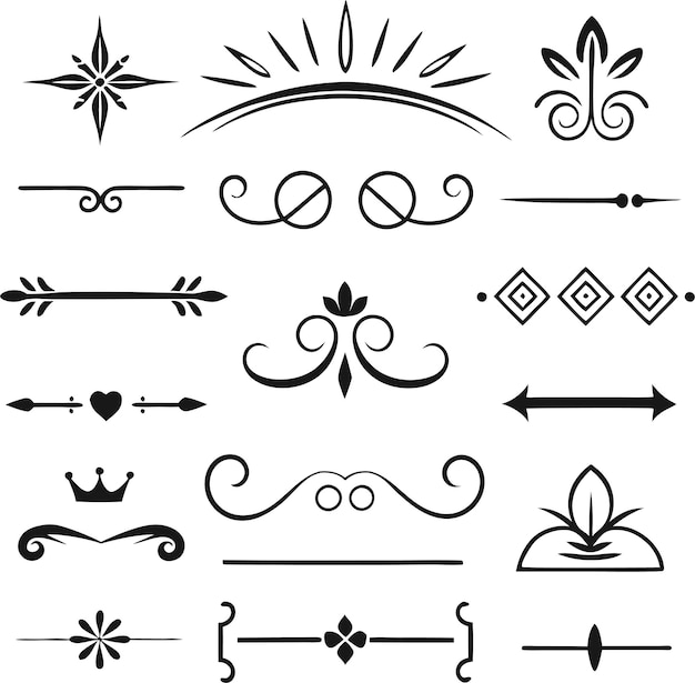 Estilo romano Elementos de diseño caligráfico Divisores ornamentados y juegos de tocados
