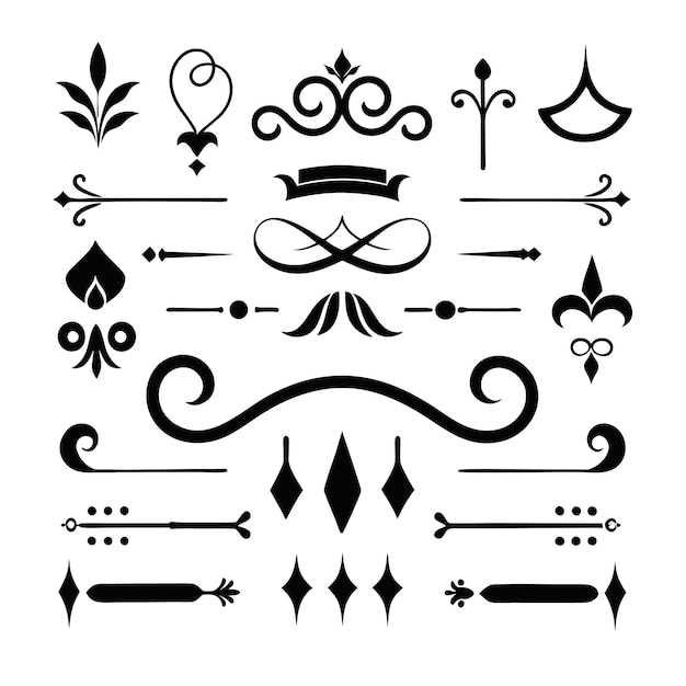 Estilo romano Elementos de diseño caligráfico Divisores ornamentados y juegos de tocados