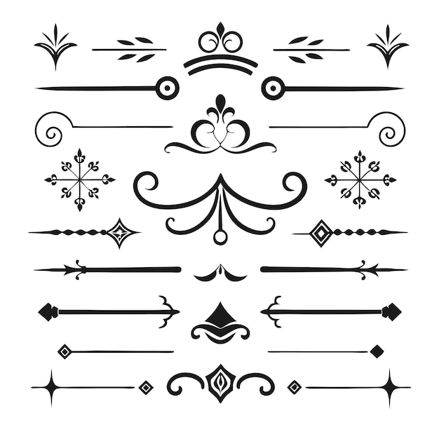 Estilo romano Elementos de diseño caligráfico Divisores ornamentados y juegos de tocados