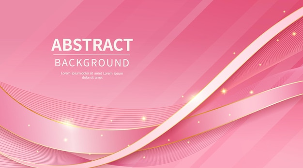 Estilo rosa lujo fondo abstracto con líneas doradas y elementos decorativos brillantes