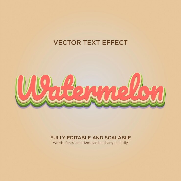 Vector estilo de script de efecto de texto de sandía editable