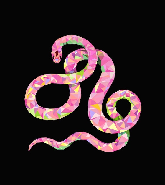 El estilo de la serpiente rosa 2025 El elemento de la ropa del símbolo del año nuevo chino Impresión de ilustración poligonal flexible