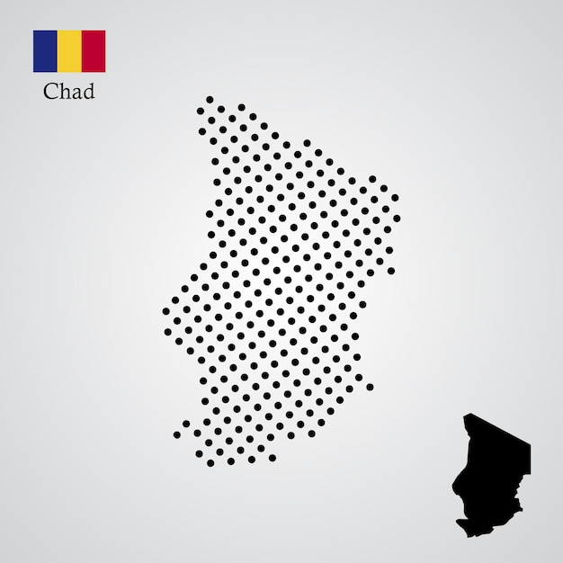 Estilo de silueta de medio tono en el mapa de Chad