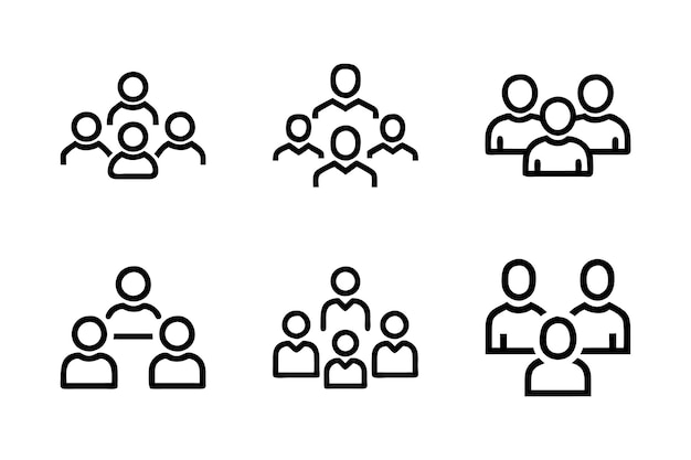 Estilo de silueta vectorial diseño de conjunto de paquetes de íconos de grupo