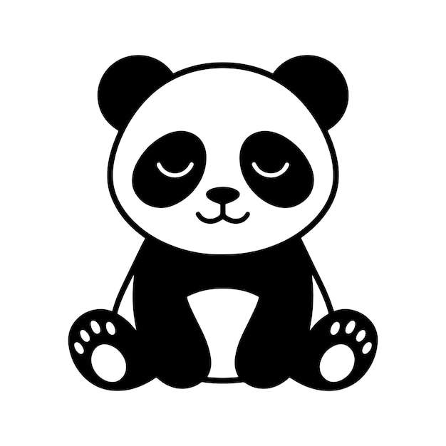 Estilo de siluetas vectoriales de íconos de panda aisladas en ilustraciones de fondo blanco
