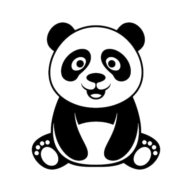 Estilo de siluetas vectoriales de íconos de panda aisladas en ilustraciones de fondo blanco