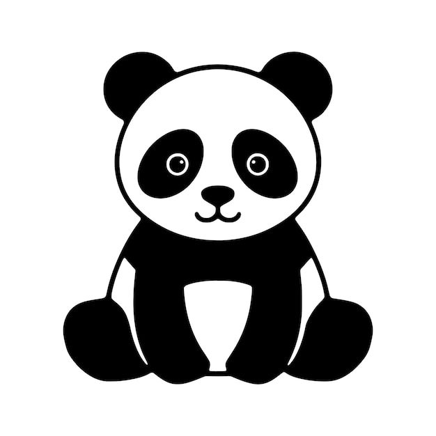 Estilo de siluetas vectoriales de íconos de panda aisladas en ilustraciones de fondo blanco